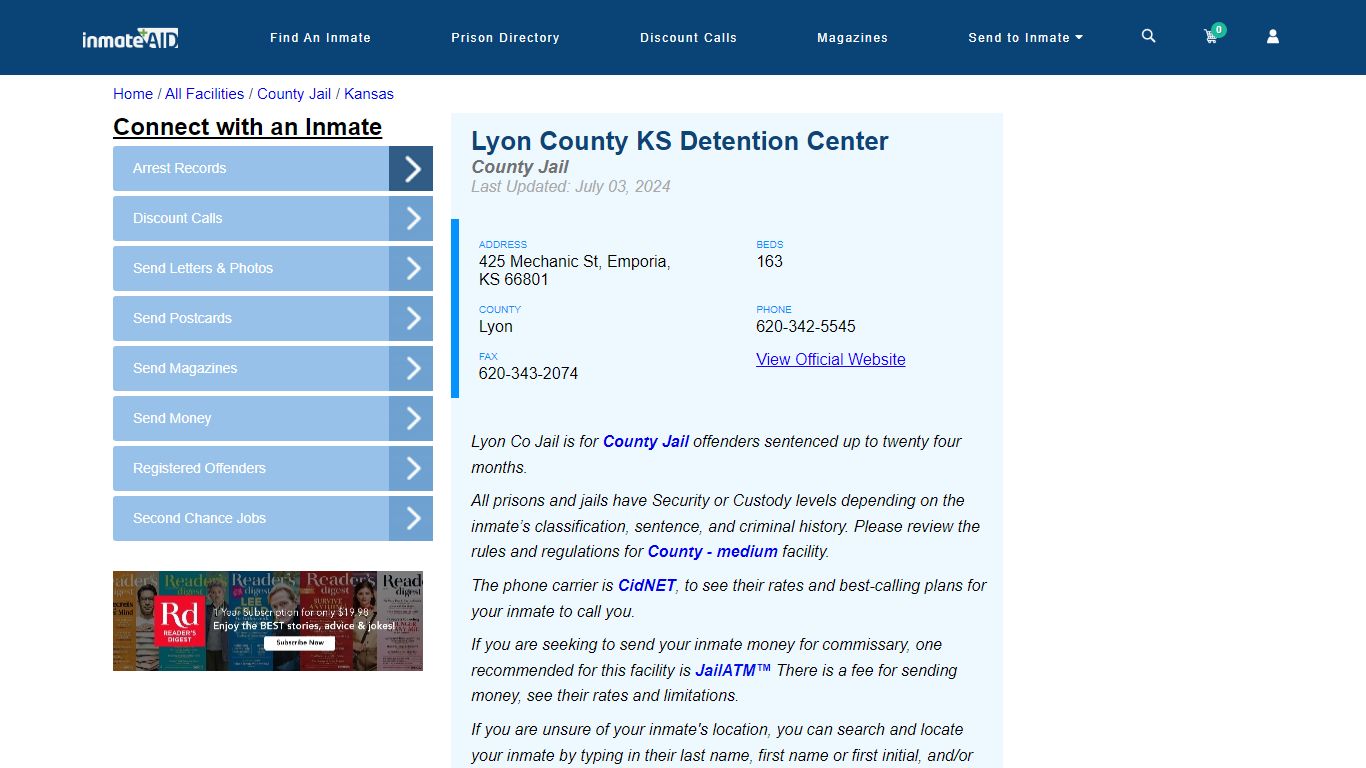 Lyon County KS Detention Center - Inmate Locator